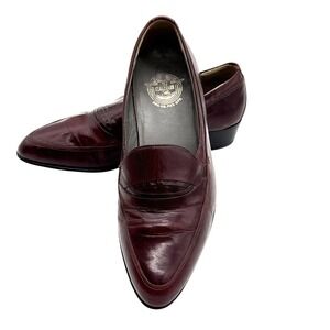Vintage Florsheim Women's Burgundy Leather Pointed Toe Penny‎ Loafers 7D Spain